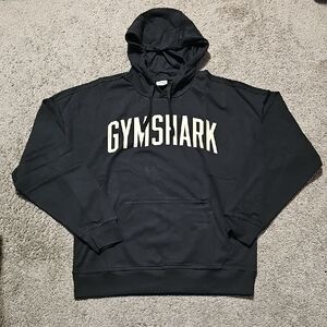Gymshark Mens Worn Graphic Hoodie Black Oversized Fit Size L